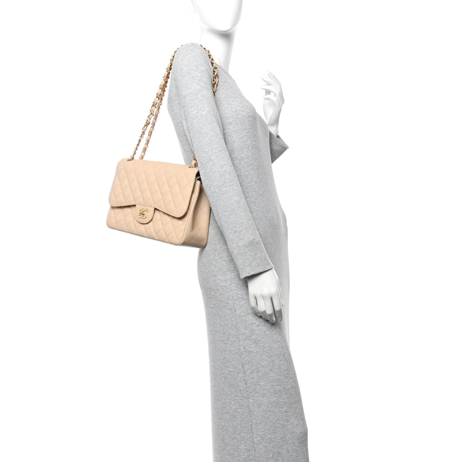 Chanel Caviar Quilted Jumbo Double Flap Beige Clair 2 of 11