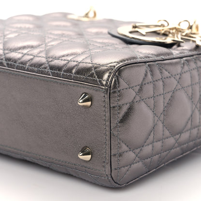 Christian Dior Metallic Grained Calfskin Cannage My ABCDior Lady Dior Gunmetal 8 of 8