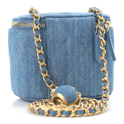Chanel Denim Quilted Mini Pearl Crush Vanity Case With Chain 3 of 10