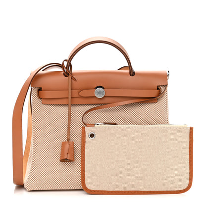 Hermes Vache Hunter Criss Viking Herbag Zip Retourne 31 PM Ecru Beige Naturel 1 of 10