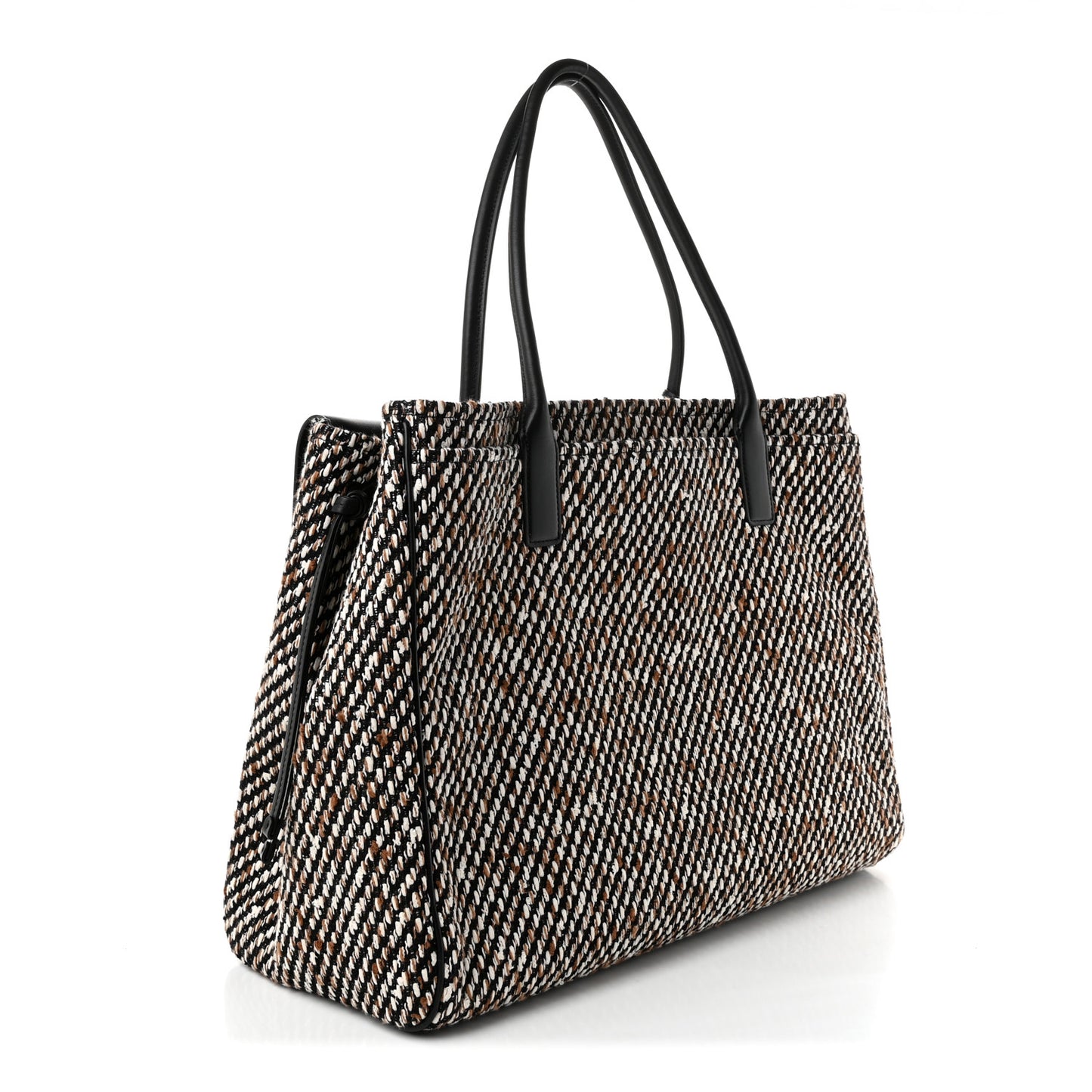 Tweed Calfskin Urban Essentials Large Shopping Bag Black Multicolor