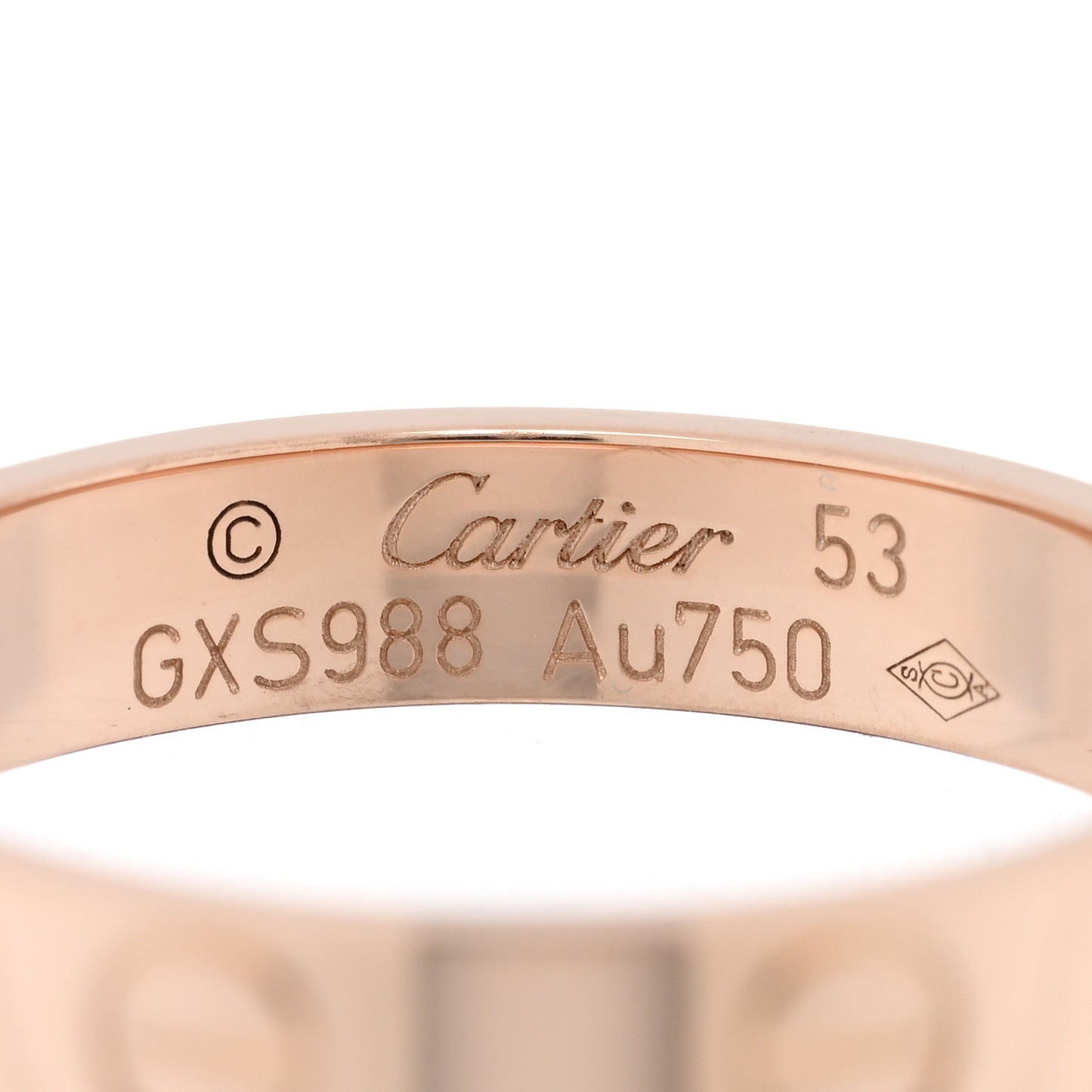 18K Pink Gold 3.5mm LOVE Wedding Band Ring 53 6.5