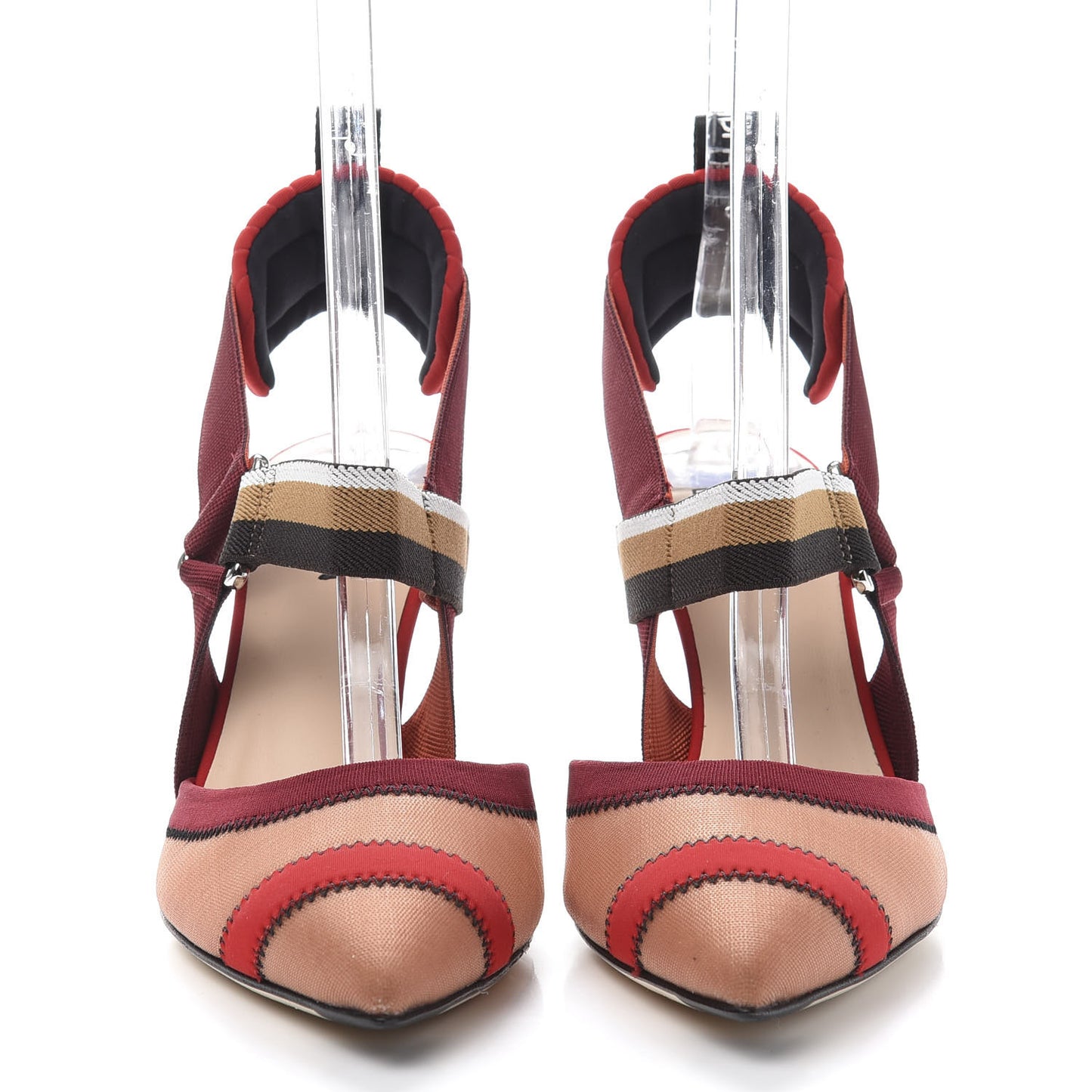 Technical Mesh Colibri 85mm Slingback Pumps 37.5 Fragola Mou Fango Ruggine