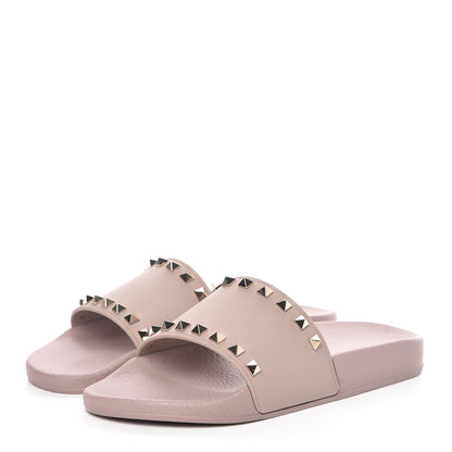 Valentino Garavani Rubber Rockstud Slide Sandals 39 Poudre 3 of 7