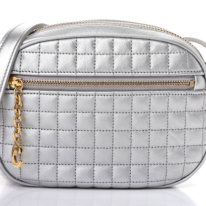 Celine Laminated Calfskin Quilted Small C Charm Bag Silver 8 of 10