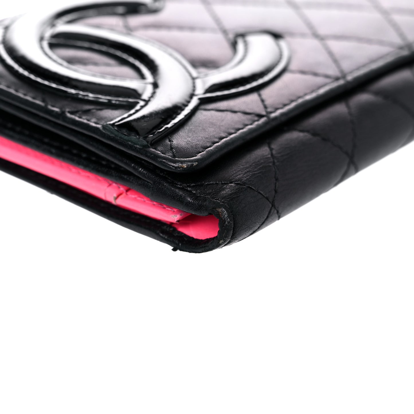 Calfskin Quilted Cambon Long Double Wallet Black
