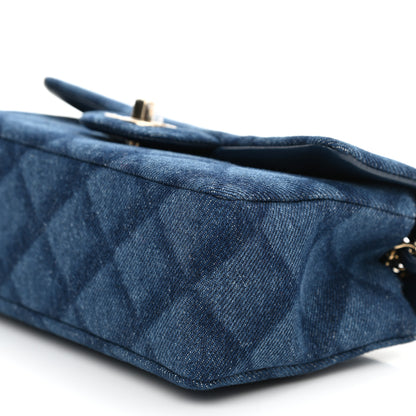 Chanel Printed Denim Quilted Mini Rectangular Flap Dark Blue 9 of 9
