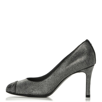 Chanel Distressed Suede CC Cap Toe Pumps 38 Anthracite 1 of 6