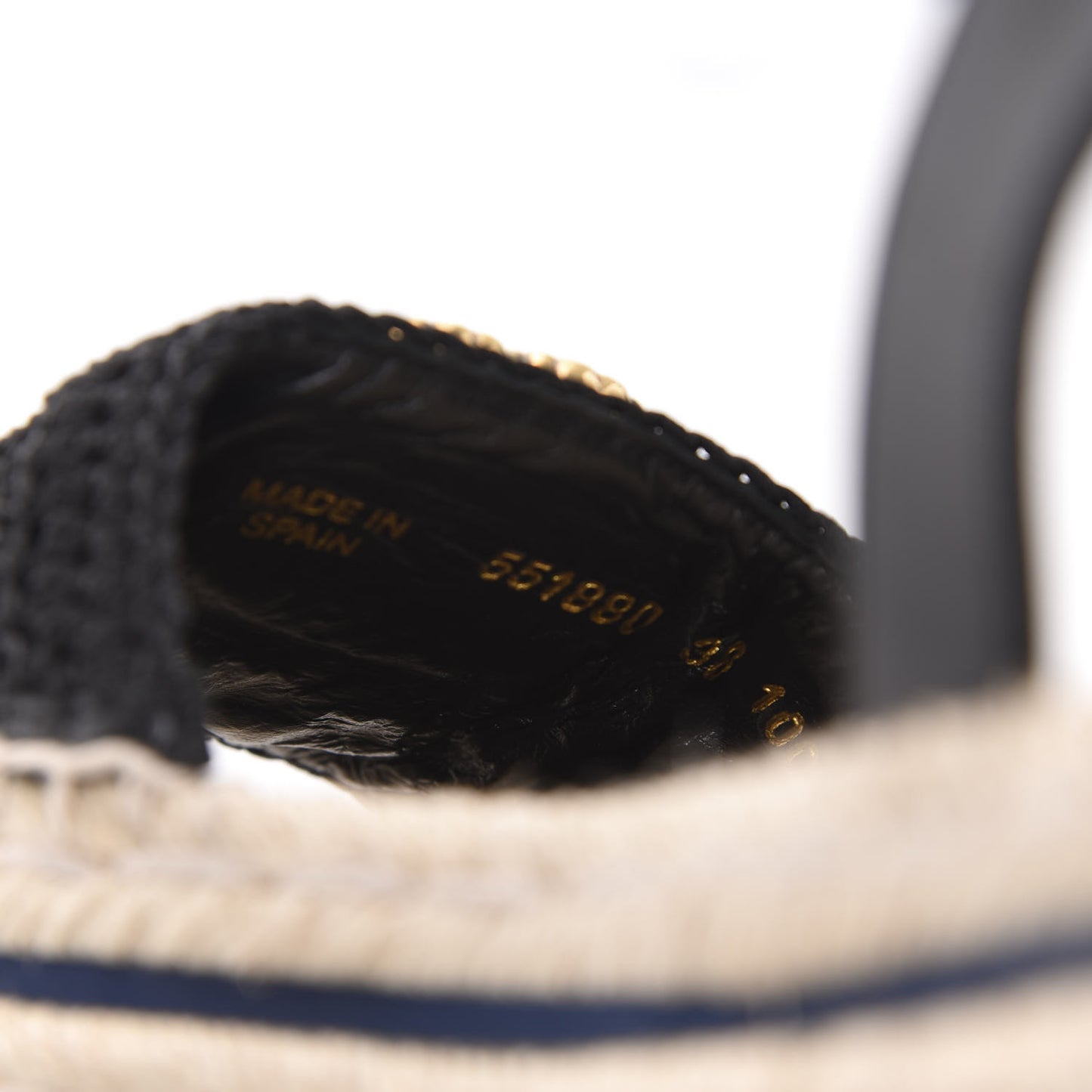 Cotton Malaga Kid Crochet Pearly GG Lilibeth Espadrille Platform Sandals 38 Black