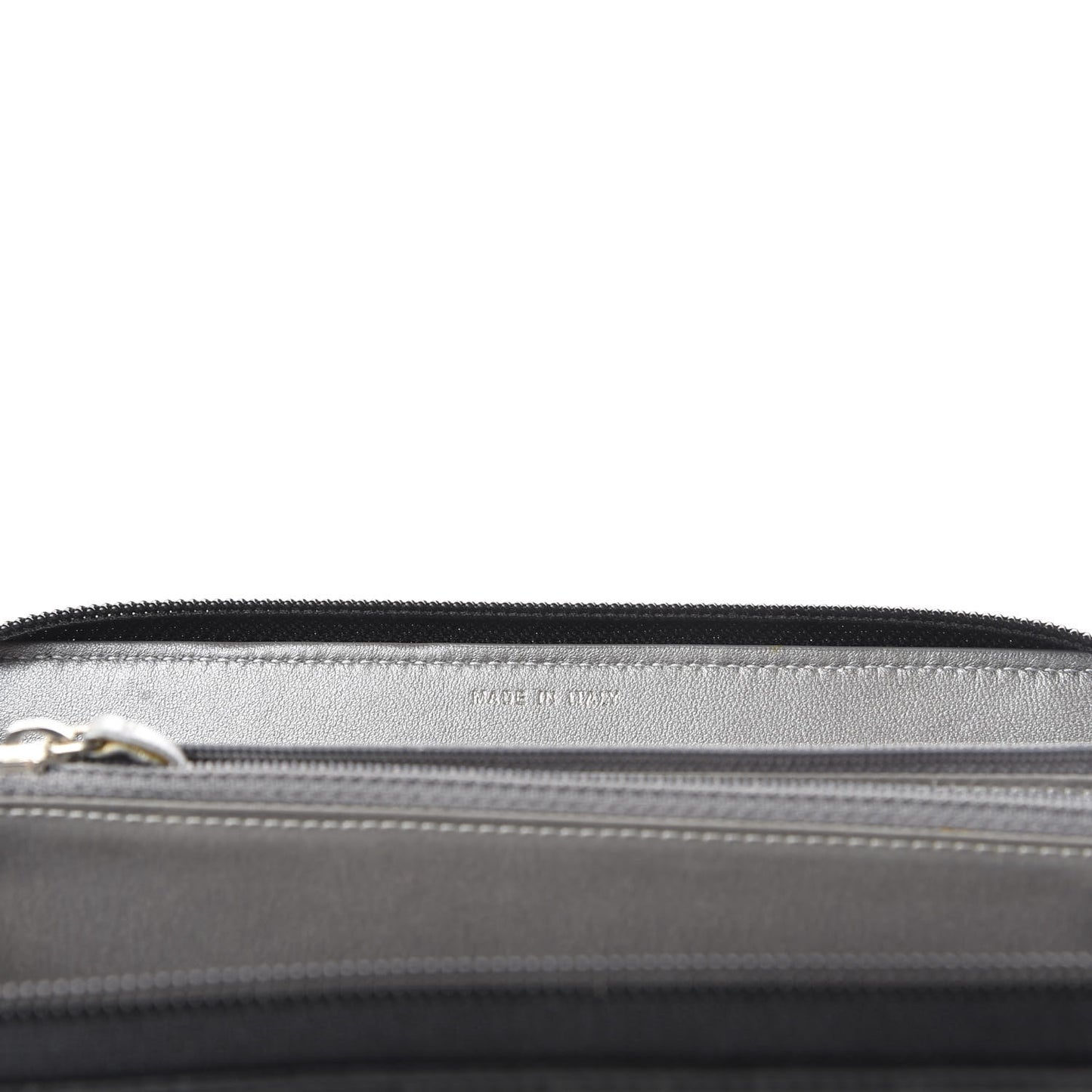 Lambskin Camellia Embossed Large Zip Around Gusset Wallet Black