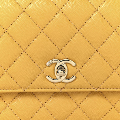 Chanel Caviar Lizard Embossed Quilted Mini Coco Handle Flap Yellow 8 of 11