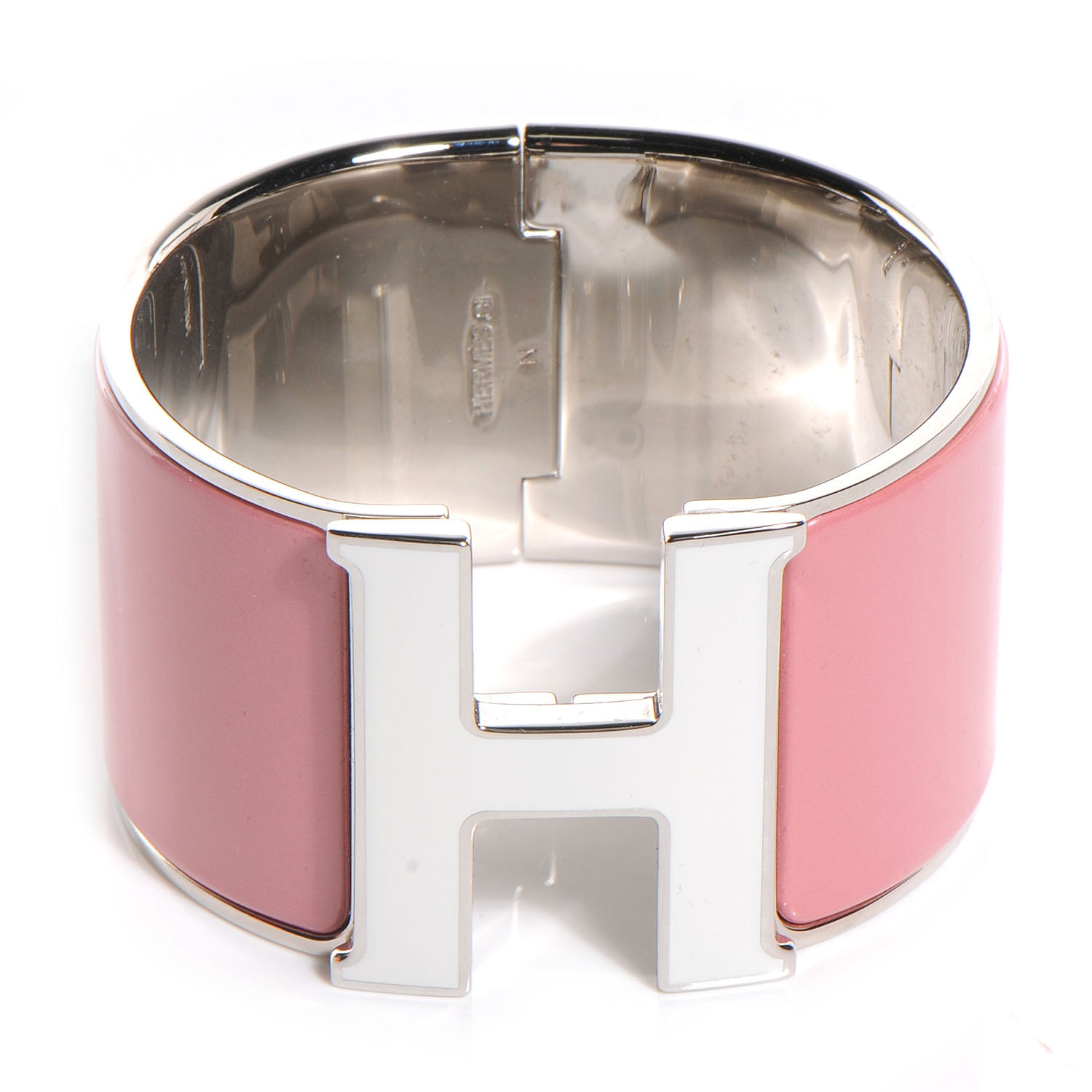 Hermes Enamel Clic Clac H Extra Wide Bracelet PM Vieux Rose 1 of 5