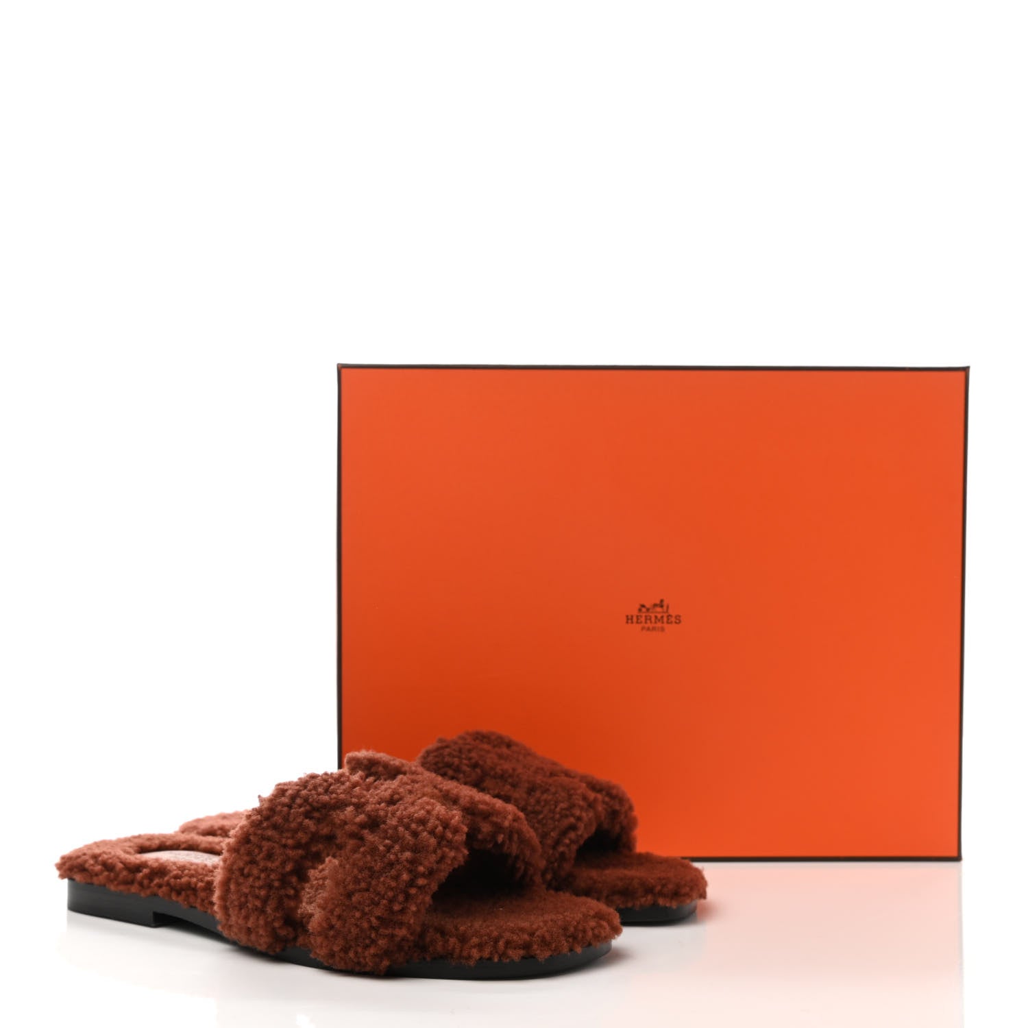 Hermes Woolskin Oran Sandals 35.5 Cognac 8 of 8