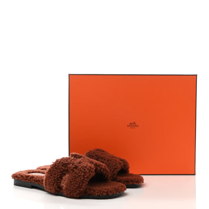 Hermes Woolskin Oran Sandals 35.5 Cognac 8 of 8