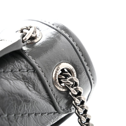 Saint Laurent Crinkled Calfskin Matelasse Monogram Baby Niki Chain Satchel Storm 12 of 13