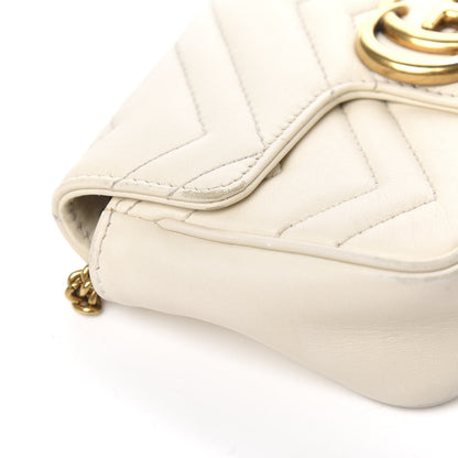 Gucci Calfskin Matelasse Super Mini GG Marmont Shoulder Bag White 8 of 13