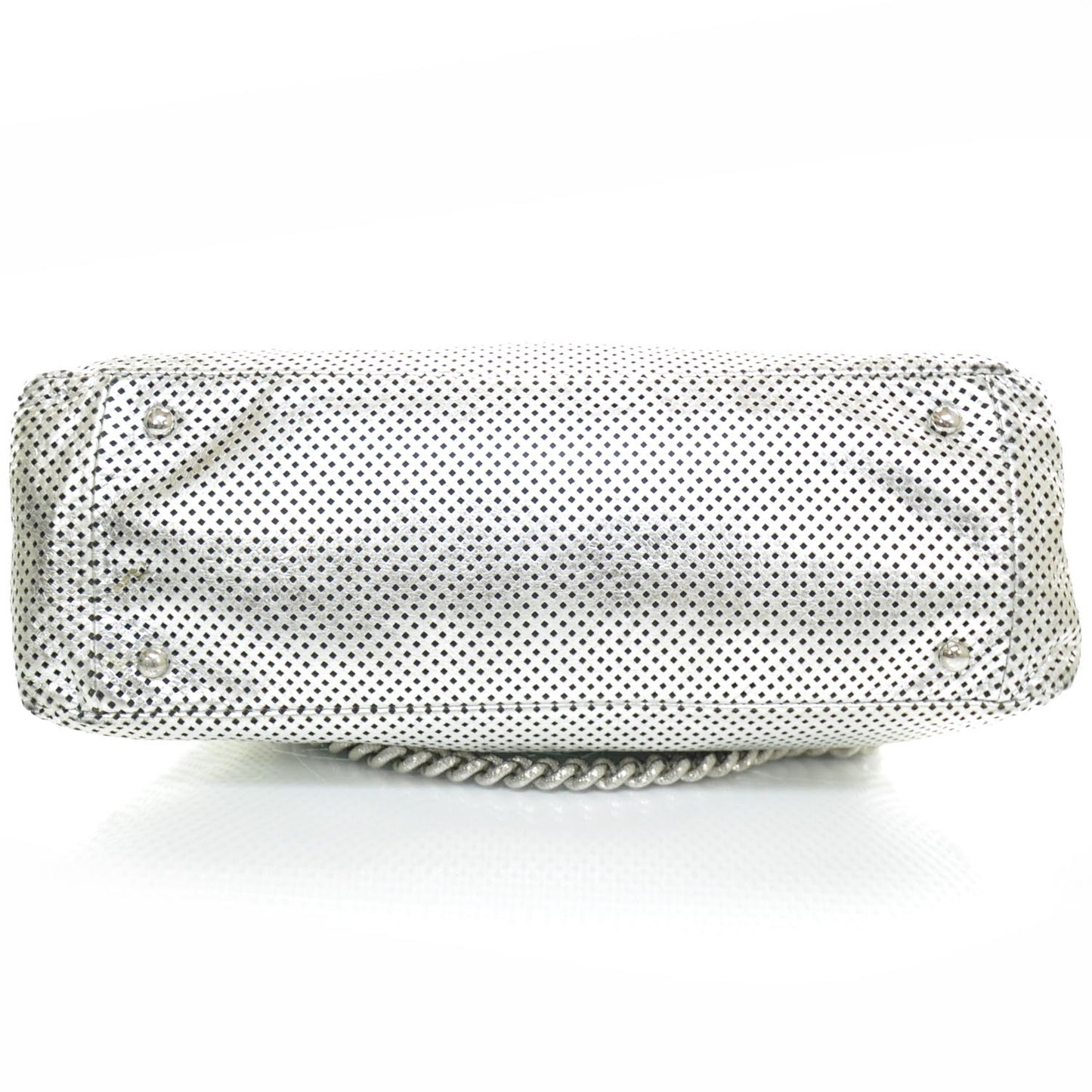Metallic Glazed Calfskin Perforated Rodeo Drive Hobo Silver