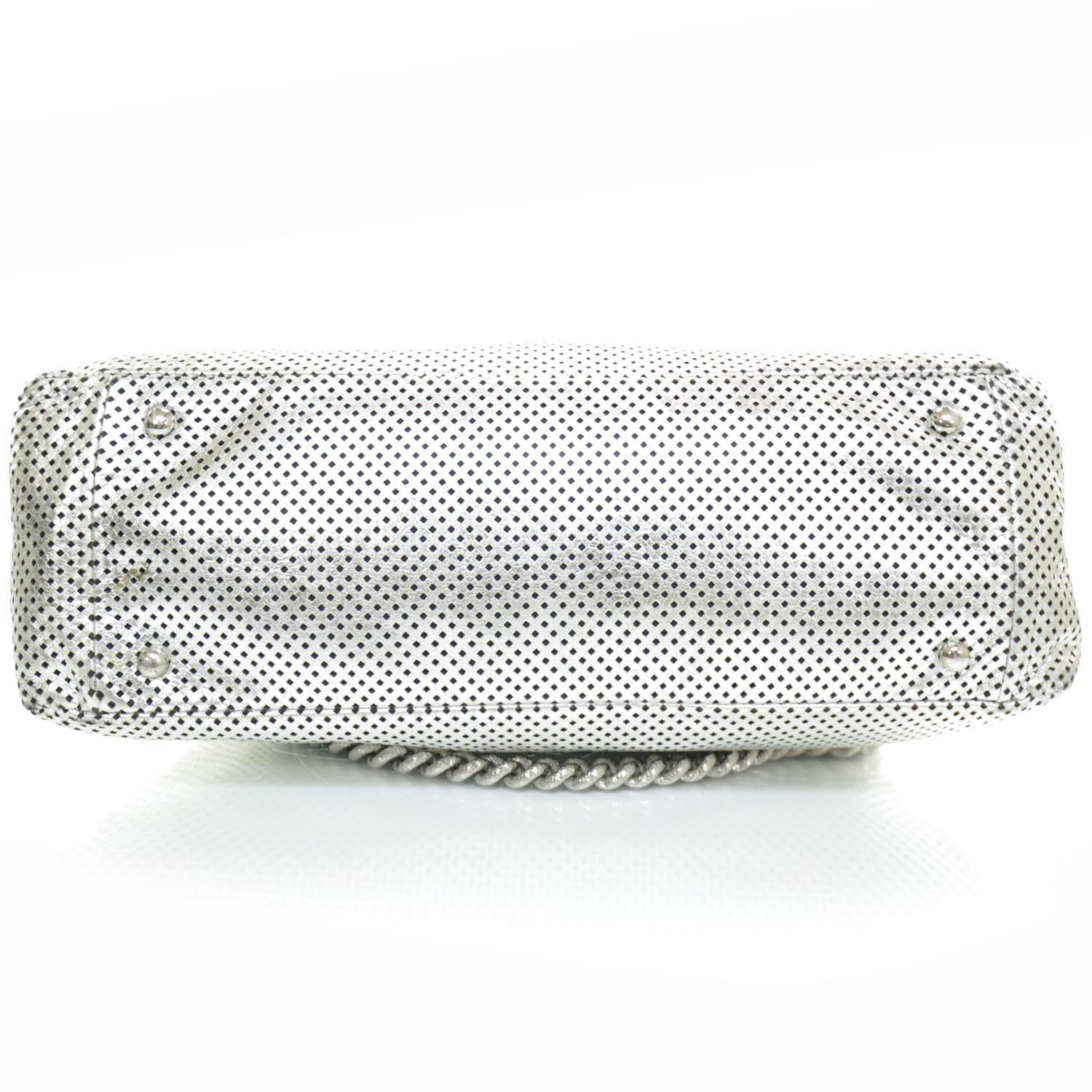 Chanel Metallic Glazed Calfskin Perforated Rodeo Drive Hobo Silver 5 of 12