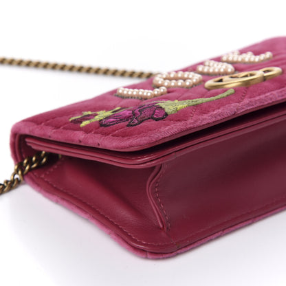Gucci Velvet Matelasse Love Embroidered GG Marmont Mini Bag Light Raspberry Rose 6 of 11