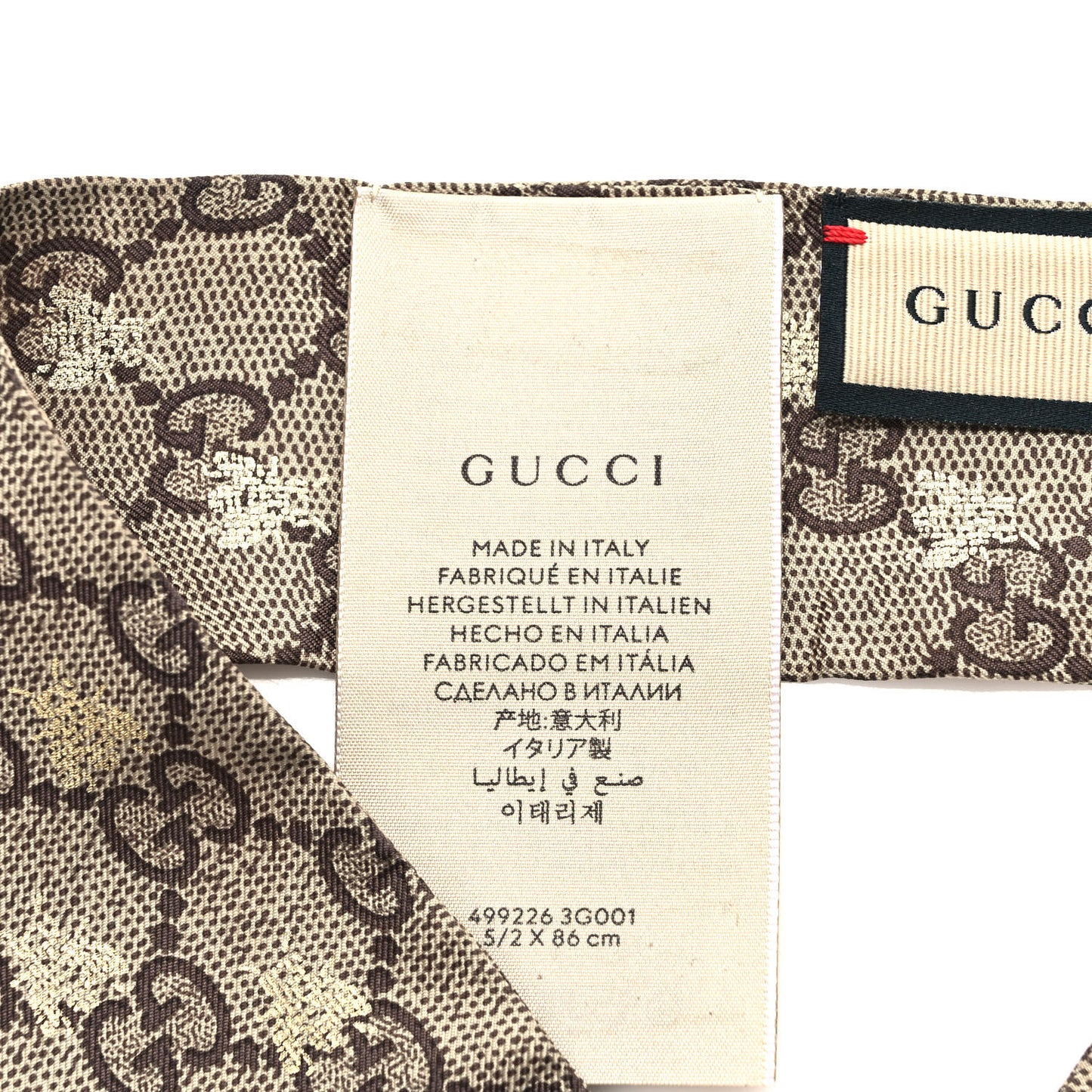 Silk Twill GG Monogram GG Bee Neck Bow Scarf Black Red