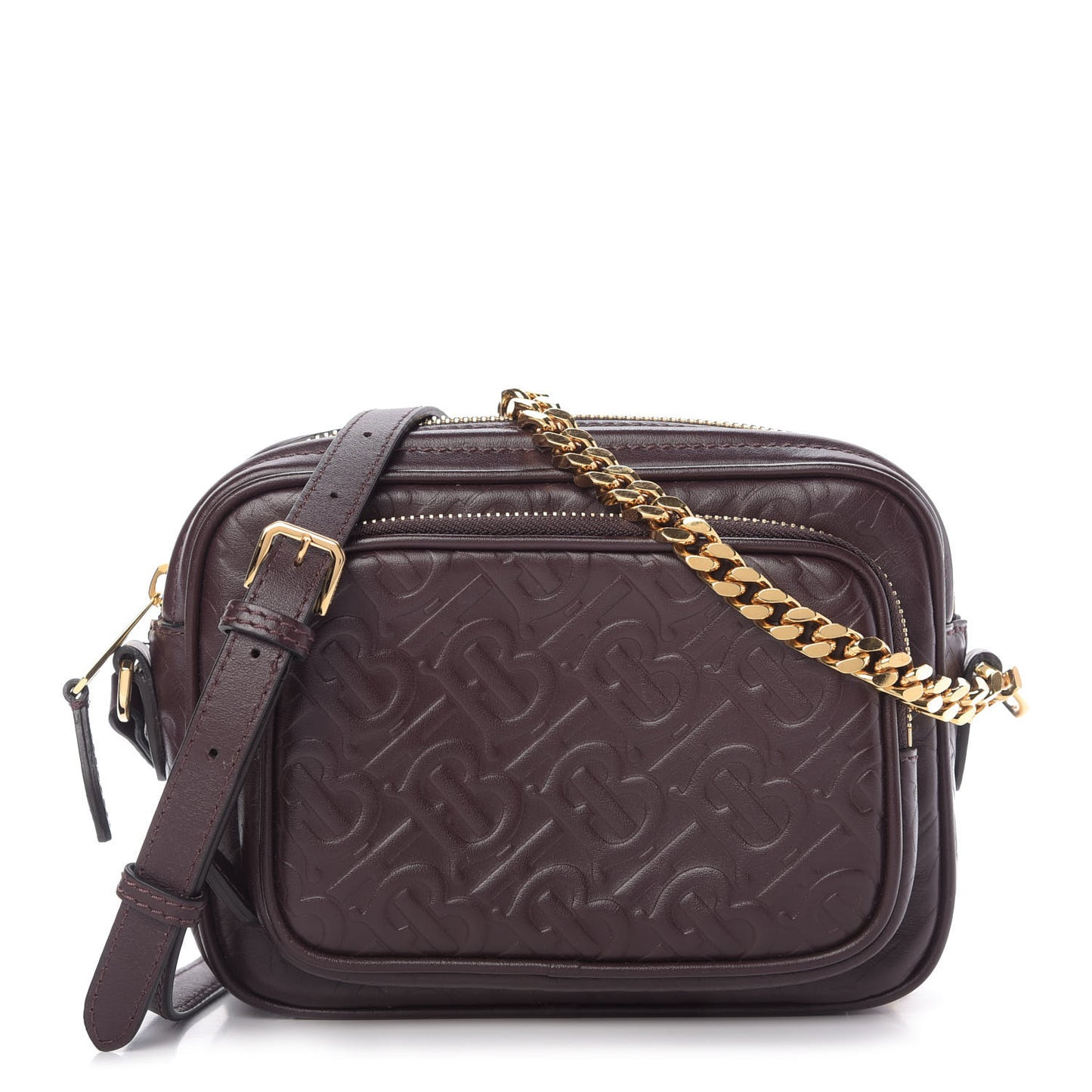 Calfskin Embossed Monogram Camera Chain Bag Dark Burgundy