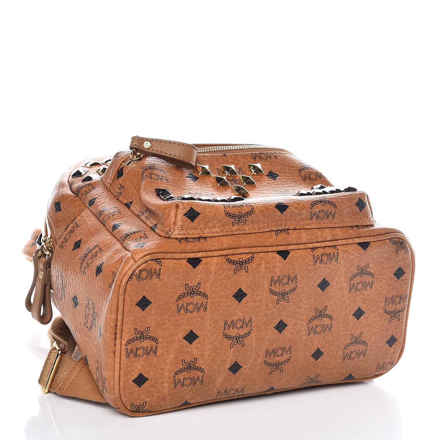 MCM Visetos Studded Small Stark Backpack Cognac 4 of 9