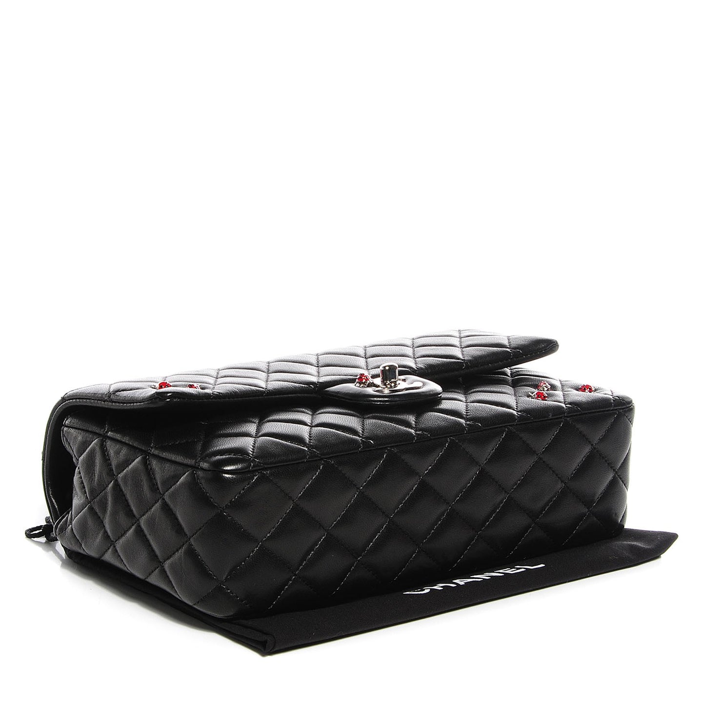 Lambskin Quilted Medium Ladybug Flap Black