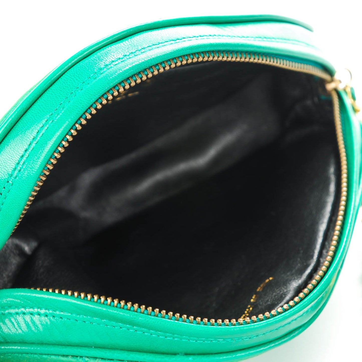 Satin Quilted CC Tassel Clutch Green