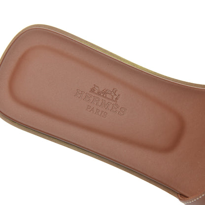 Hermes Box Calfskin Oran Sandals 36.5 Gold 7 of 11
