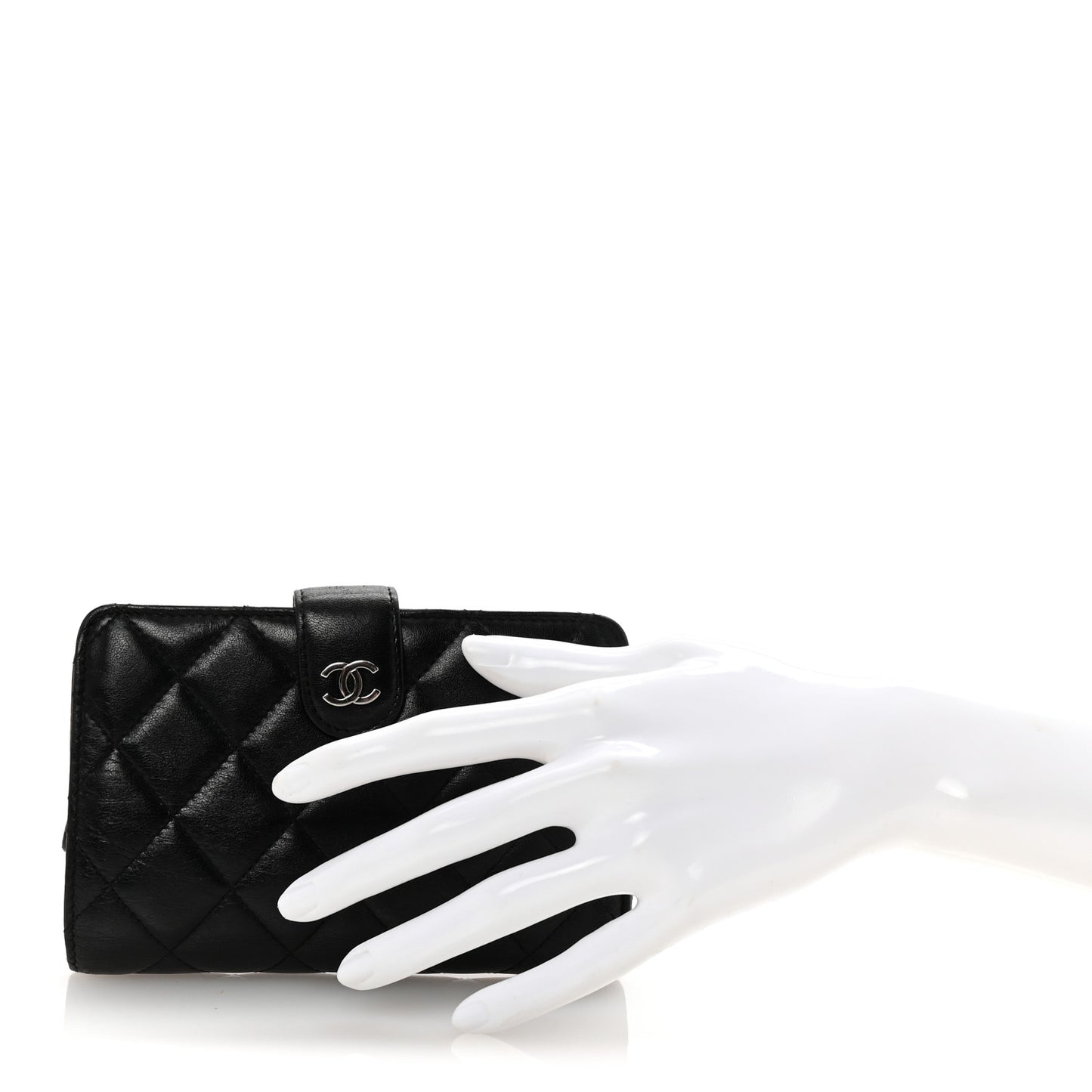 Lambskin Quilted Zipped Pocket Wallet Black