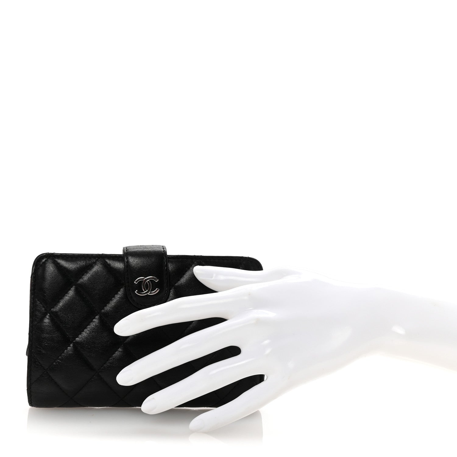 Chanel Lambskin Quilted Zipped Pocket Wallet Black 2 of 8