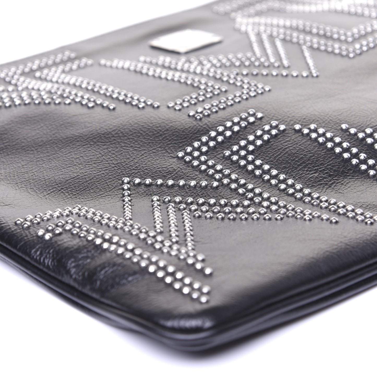 Lambskin Studded Wristlet Pouch Black