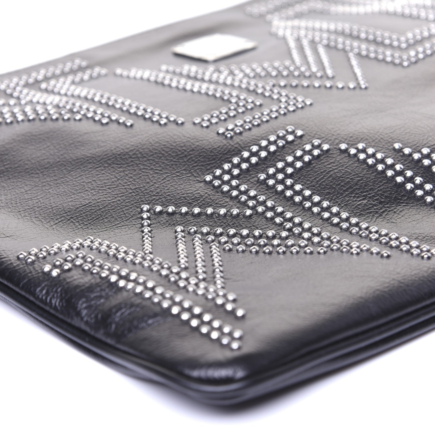 MCM Lambskin Studded Wristlet Pouch Black 6 of 11