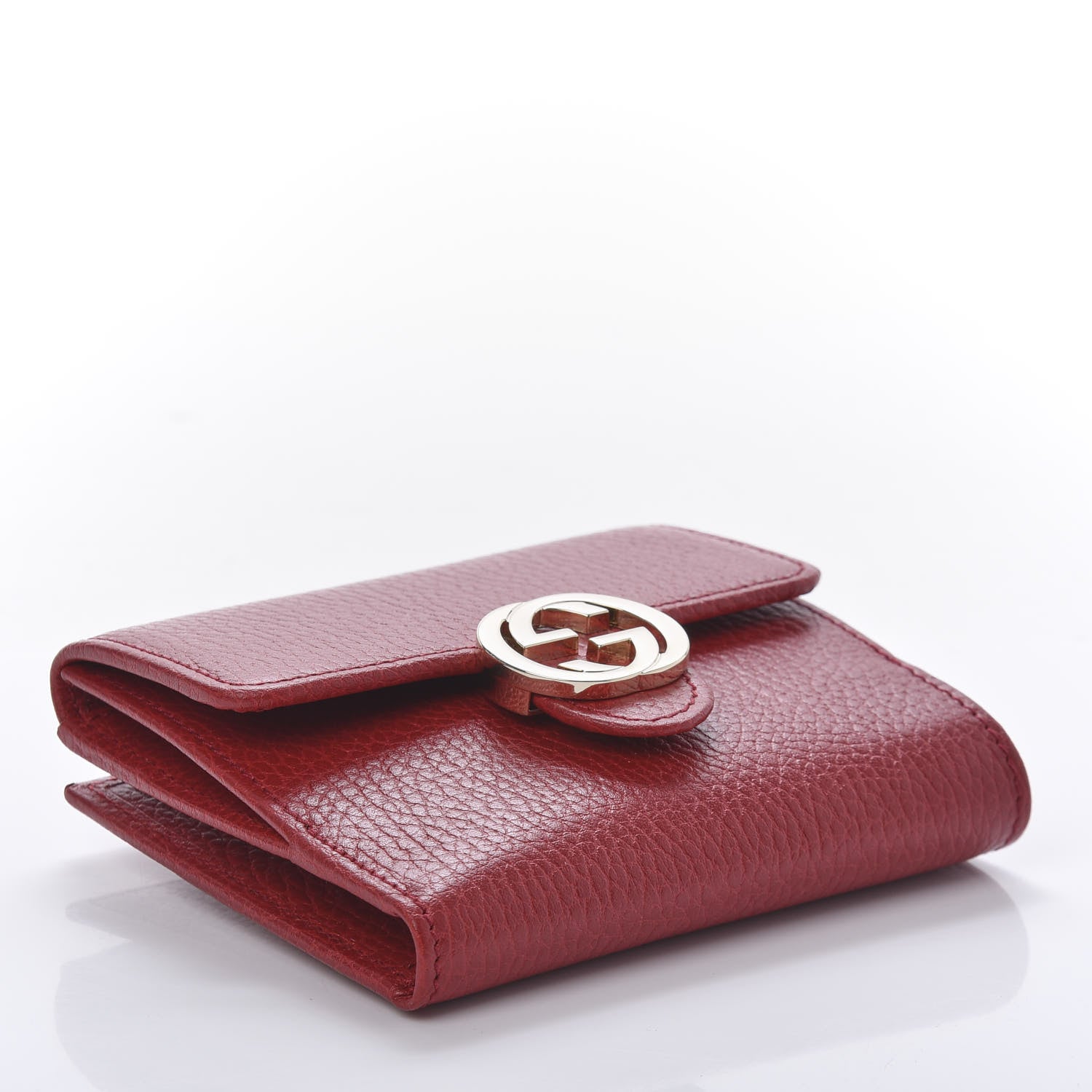 Gucci Dollar Calfskin Interlocking G French Wallet Rosso 4 of 10