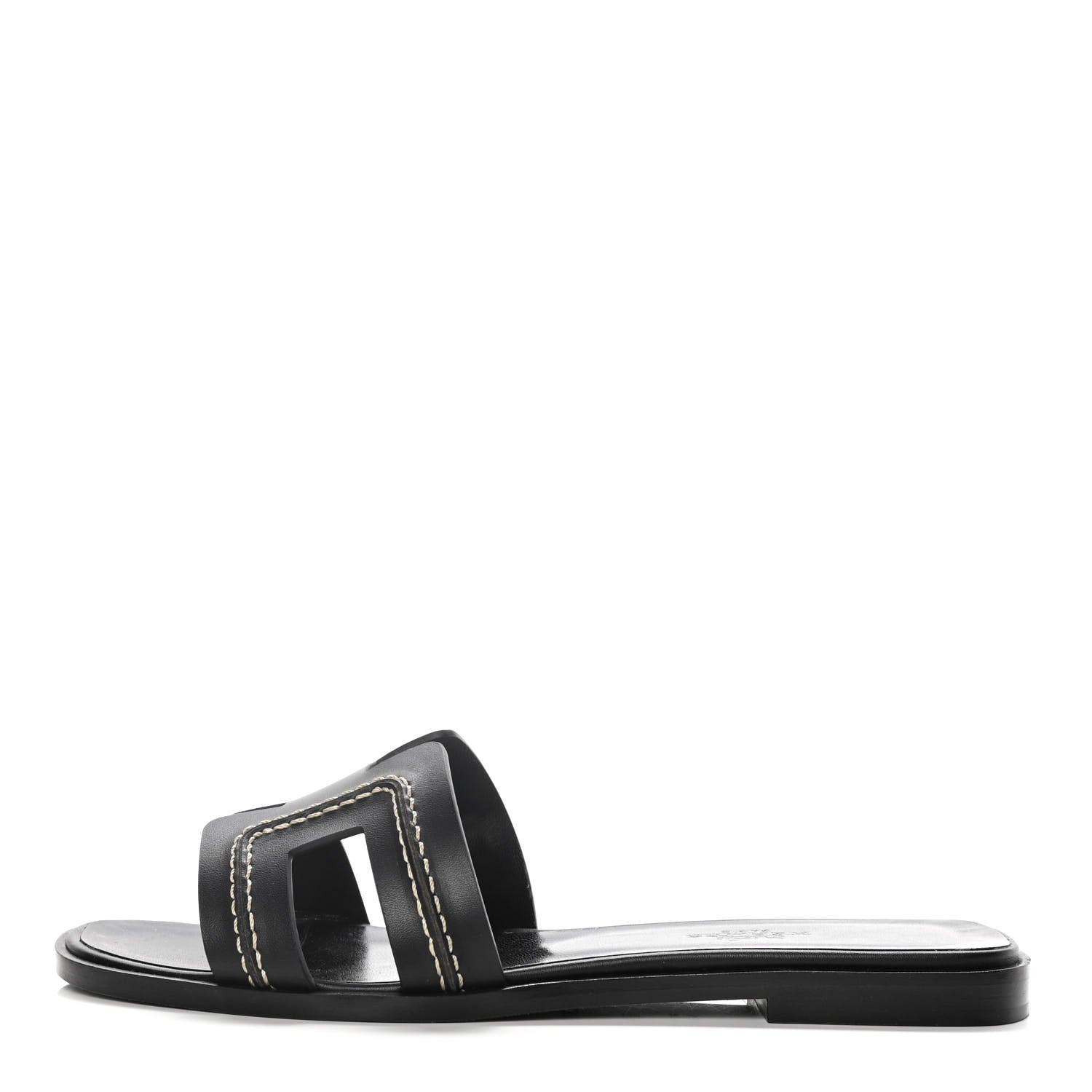 Hermes Calfskin Pique Oran Sandals 36.5 Black 1 of 10