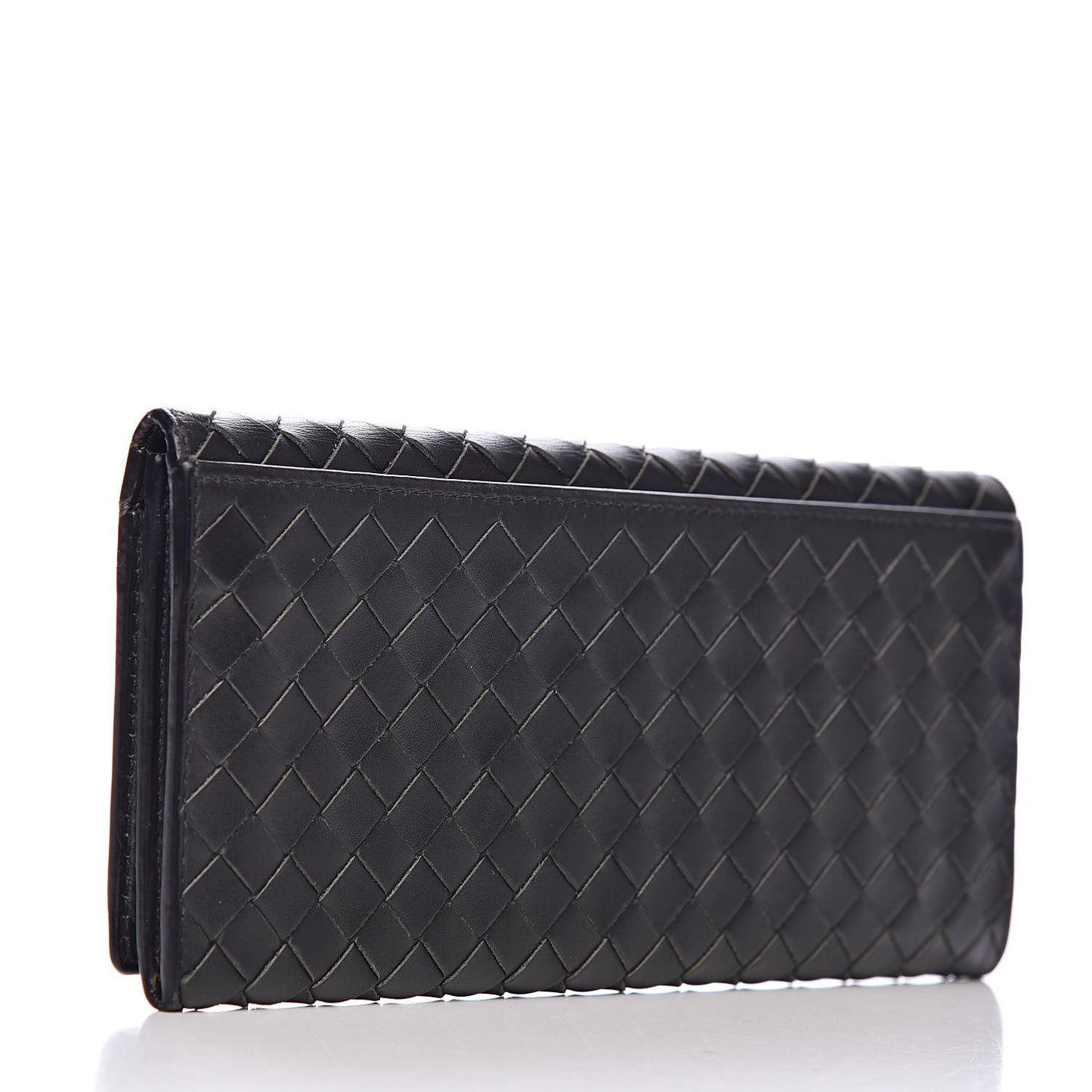 Nappa Intrecciato Long Bi-Fold Wallet Dark Grey