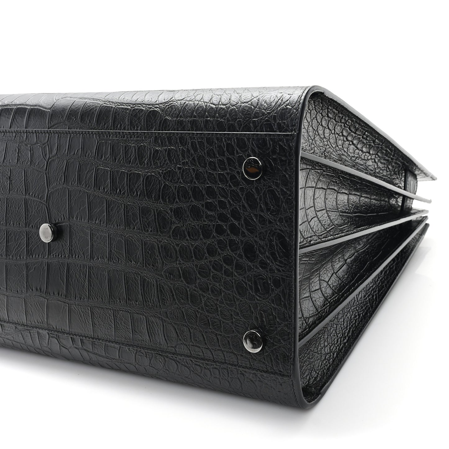 Calfskin Crocodile Embossed Large Sac De Jour Carryall Black