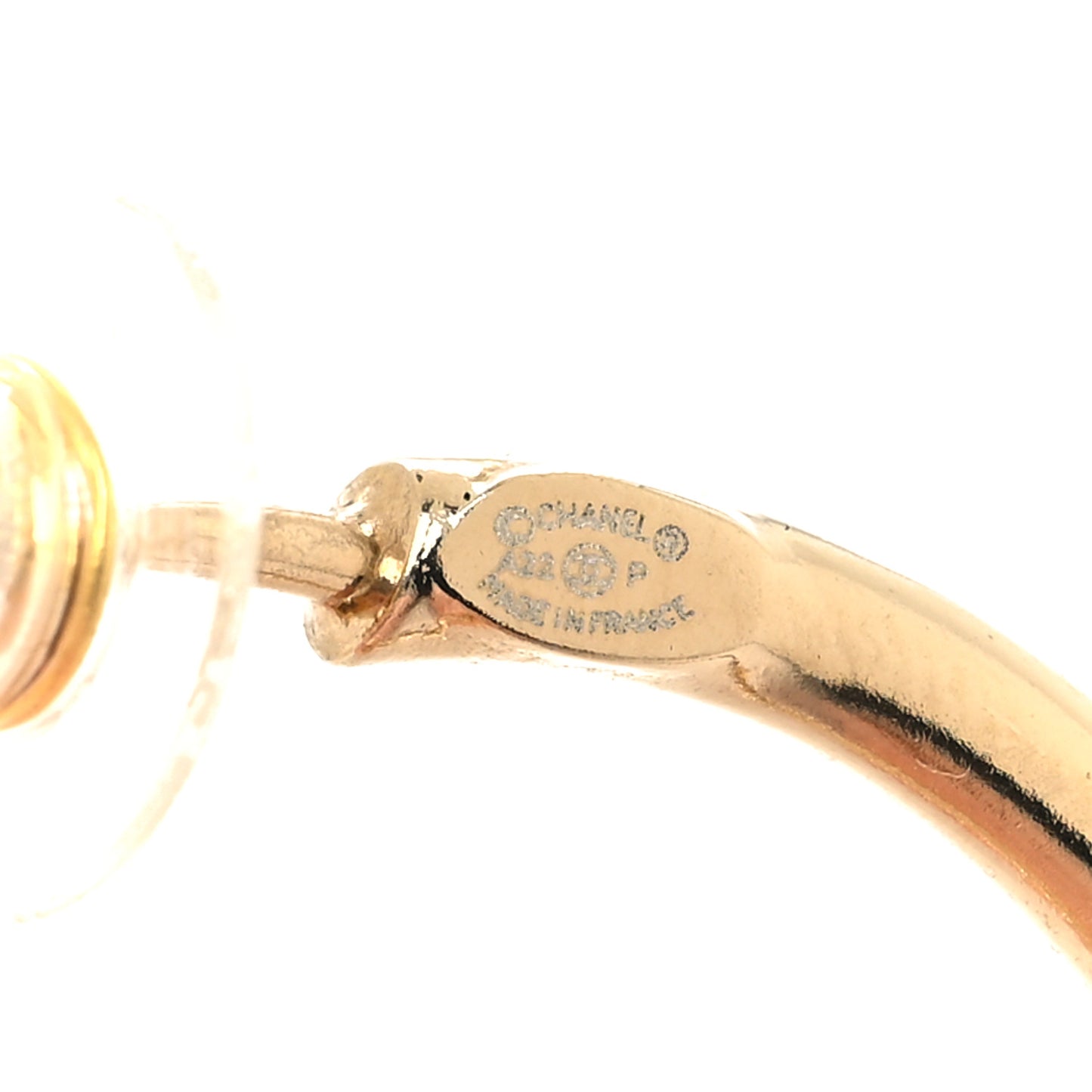 Metal Textured CC Hoop Earrings Gold