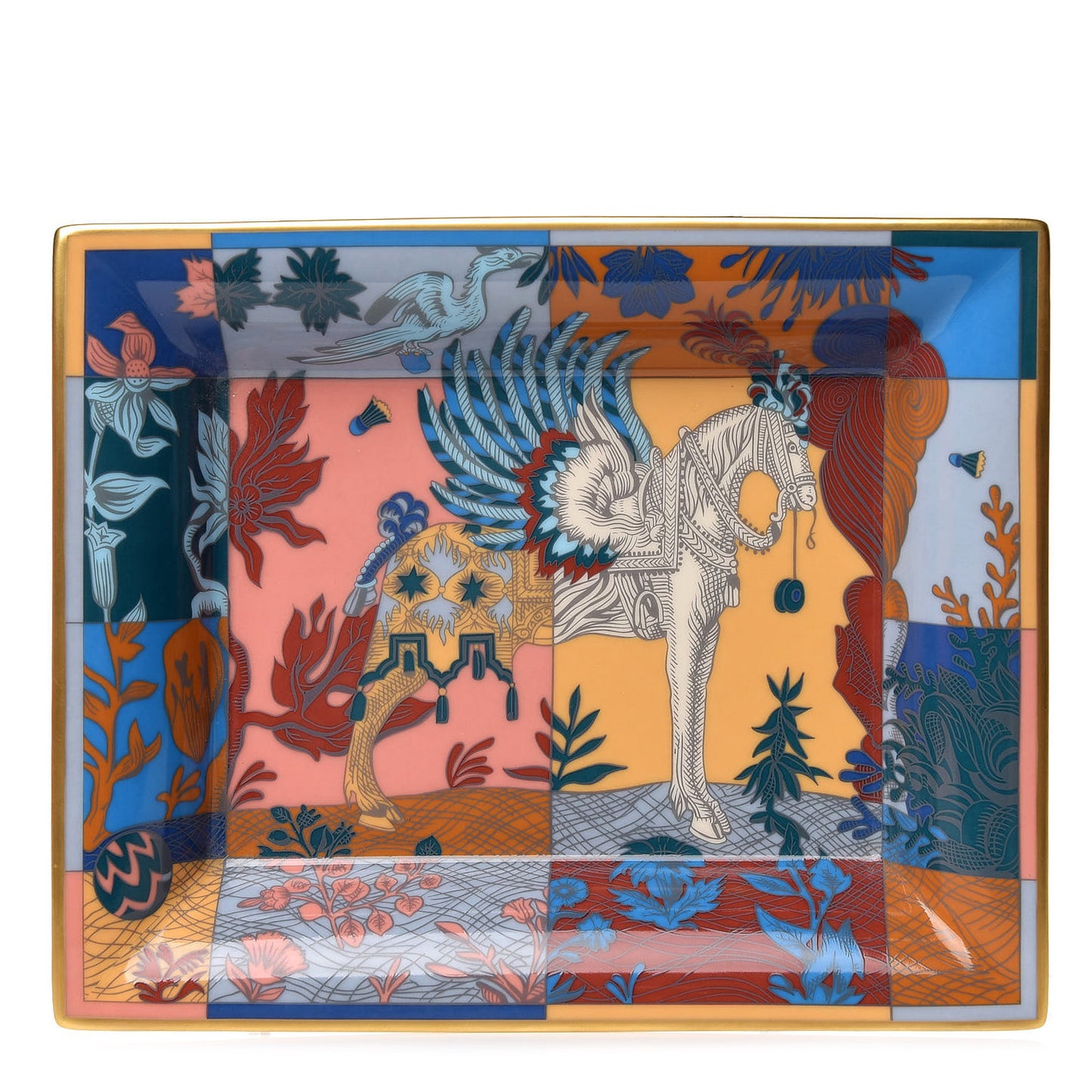 Printed Porcelain Della Cavalleria Favolosa Papayae Limoges Change Tray