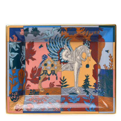 Hermes Printed Porcelain Della Cavalleria Favolosa Papayae Limoges Change Tray 1 of 6