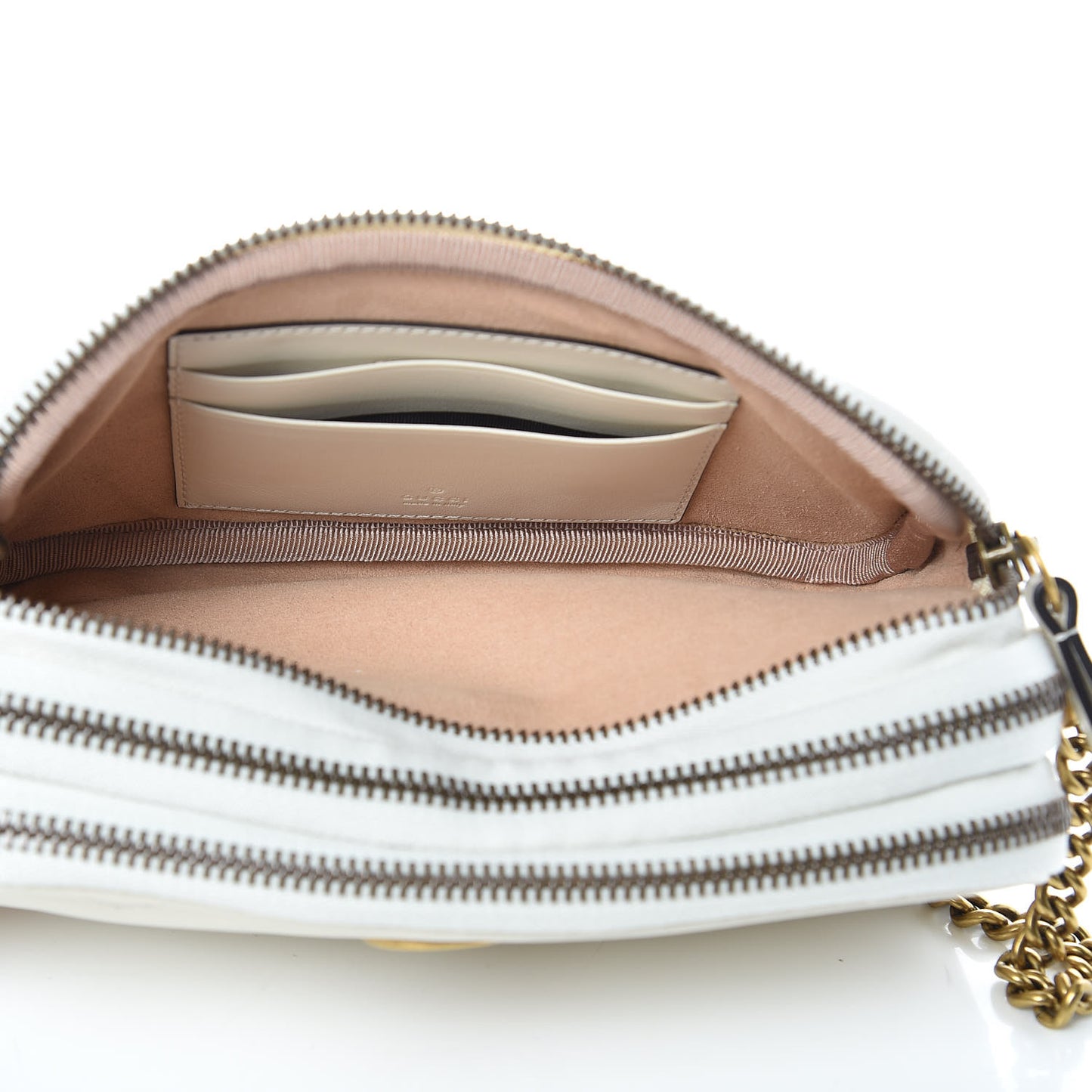 Calfskin Matelasse Mini GG Marmont Chain Crossbody Bag Mystic White