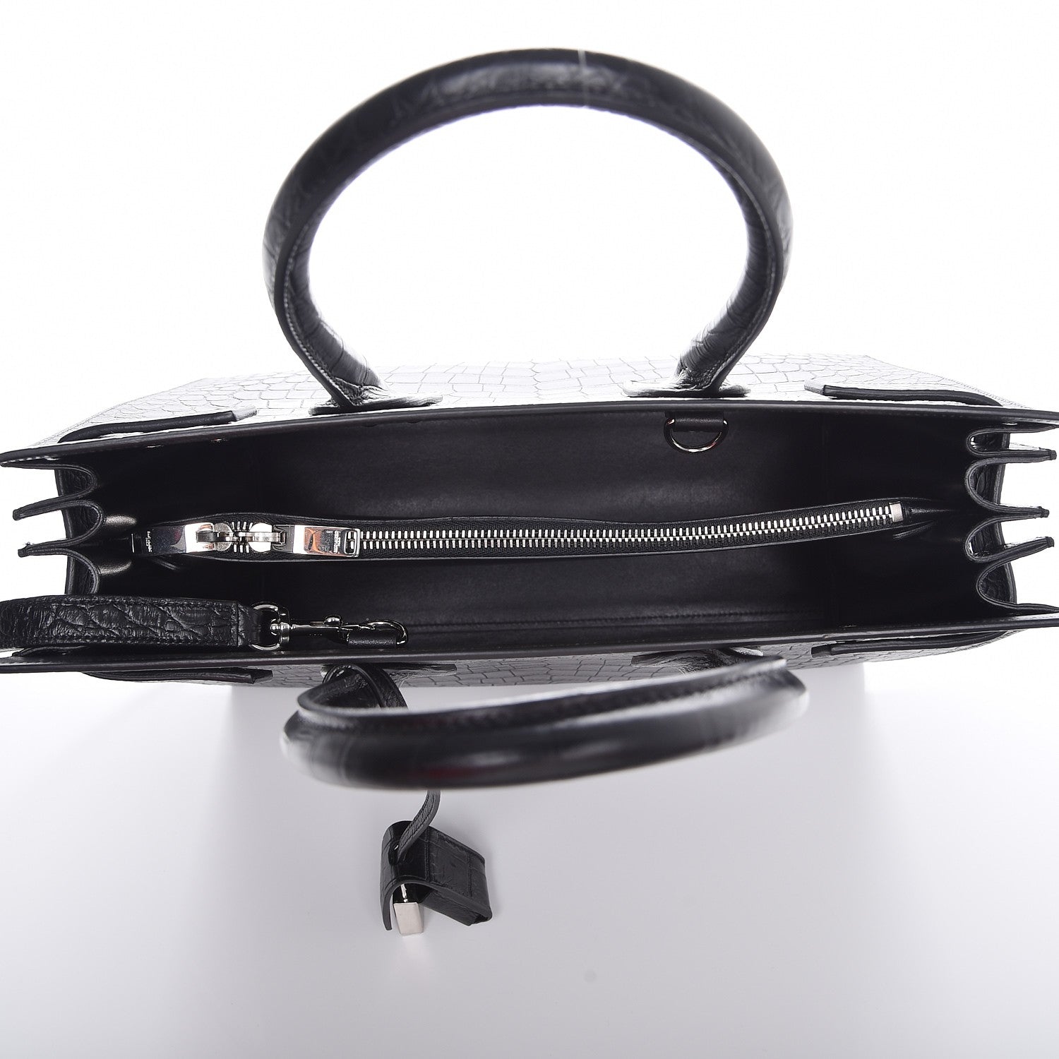 Saint Laurent Calfskin Crocodile Embossed Small Sac de Jour Black 7 of 11