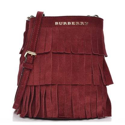 Burberry Suede Fringe Baby Bucket Bag Cherry 1 of 7