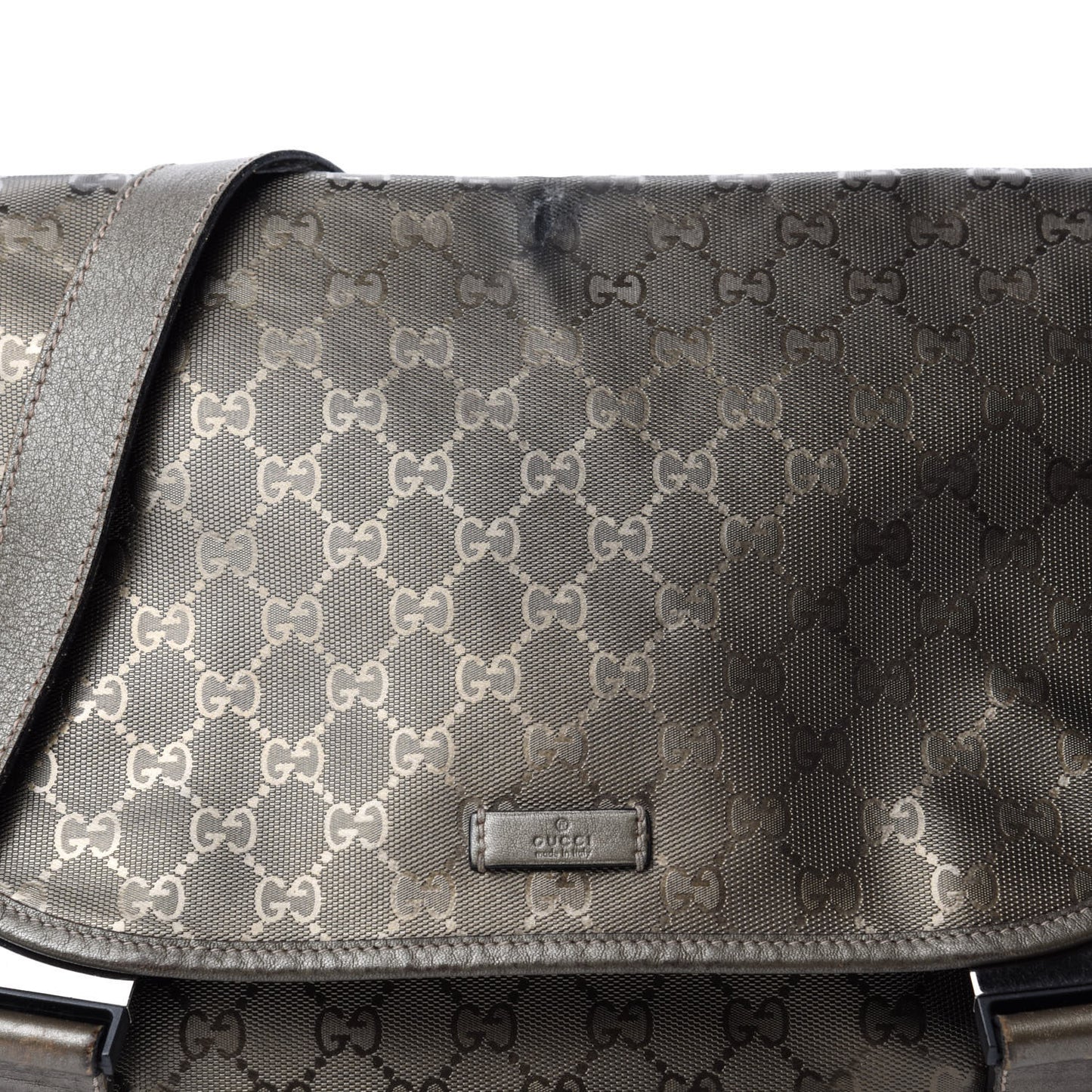 Imprime Monogram Medium Double Buckle Flap Messenger Bag Pewter