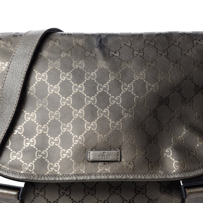 Gucci Imprime Monogram Medium Double Buckle Flap Messenger Bag Pewter 14 of 14