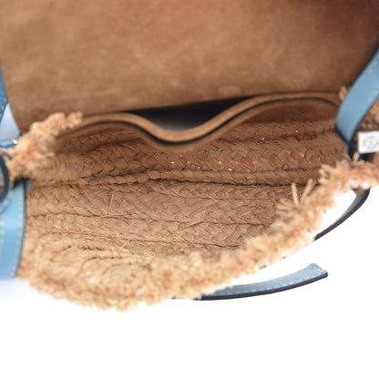 Loewe Calfskin Raffia Mini Gate Crossbody Bag Light Blue Natural 5 of 10