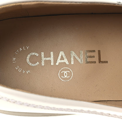Chanel Shiny Calfskin Logo Loafers 41 White 9 of 9