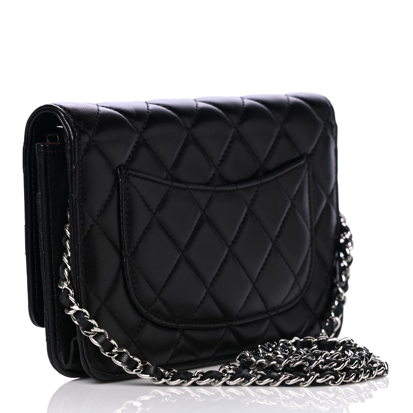 Lambskin Quilted Wallet On Chain WOC Black