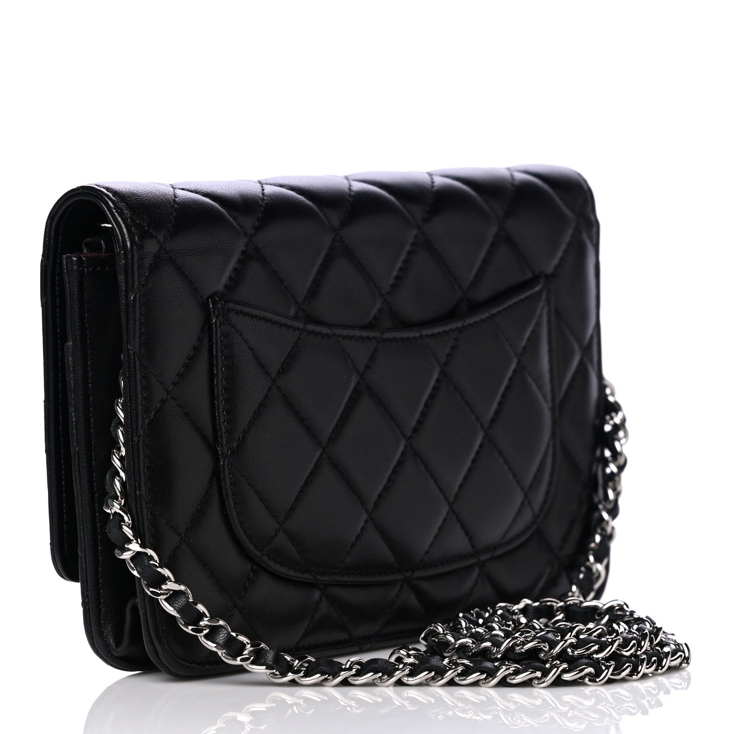 Chanel Lambskin Quilted Wallet On Chain WOC Black 3 of 10