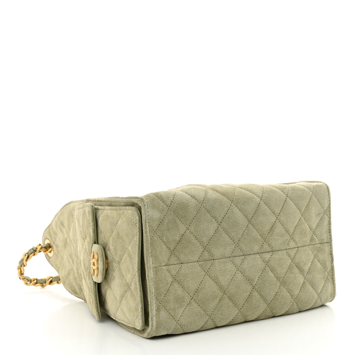 Suede Quilted Small Chanel 25 Handbag Khaki
